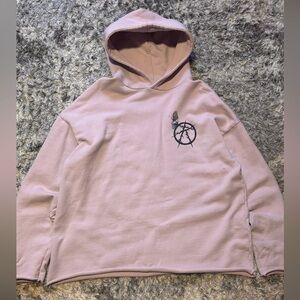 Rose in good faith black Raw water oversized hoodie. Light pink colorway